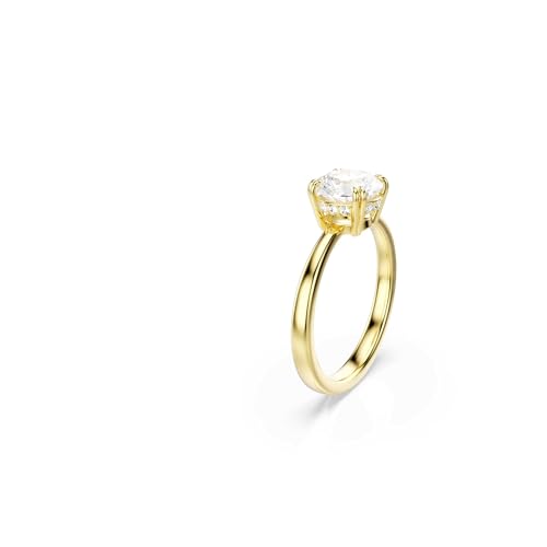 Image of Swarovski Stilla Attract cocktail ring, Round cut, White, Gold-tone plated