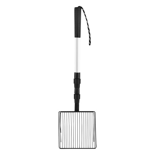 Image of Adjustable Cat Litter Scoop with Rotating Lock, 22.4 inch to 42 inch 3-Section Telescopic Kitty Litter Scoop, Chicken Poop Scooper Iron Shovel with Rubber Long Handle for Cat /Dog /Poultry