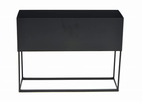 DIXIE STORE Pflanzständer Rechteckiges Hochbeet Blumenstander mit Füßen aus Metall für Haus Garten Balkon Solide Herstellung Schwarz 33 x 14 x 43 cm ((HxBxL) Cover
