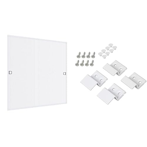 Windhager Insektenschutz Spannrahmen Fenster Plus, Fliegengitter Alurahmen für Fenster + Windhager Einhängewinkel-Set, Montageset für Insektenschutz Spannrahmen