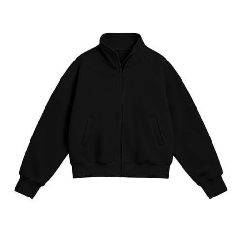 Girls Jacket Stand Collar Full Zip Sweatshirt with Thumb holes - image 5