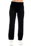 Ex High Street Brand Cotton Rich Jogging Bottoms for Women UK, Ladies Straight Leg Stretchy Jogger Pants Black