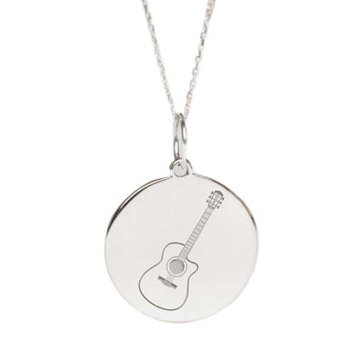 Collier guitare argent sterling 925 pendentif unisexe 45 cm