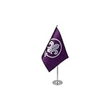 Uso : Interno AZ FLAG Bandiera Da Tavolo Di Prestigio Scautismo Viola 22X15Cm In Raso - Piccola Bandierina Del Movimento Scoutismo 15 X 22 Cm