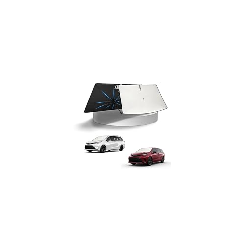 Image of KUST Sun Shade Umbrella for Toyota Sienna 2021-2025 2026 | Custom Fit Windshield Sunshade | Foldable Sunshade with Bendable Handle | Blocks Heat & UV Rays Keep Car Cool Sunshield