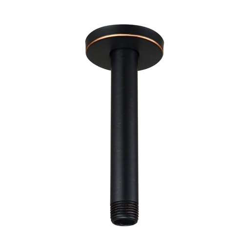 Purelux Straight Shower Arm 6 Inch Water Outlet PJ0614, Oil Rubbed Bronze Finish, Made of Stainless Steel with Gasket Flange