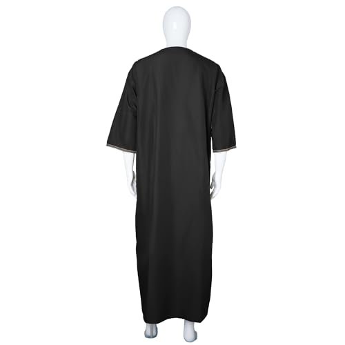 Mens Kaftan Thobe V-Neck Half Sleeve Muslim Robe Dubai Long Gown Saudi Arab Thobe Robes for Summer Beach2