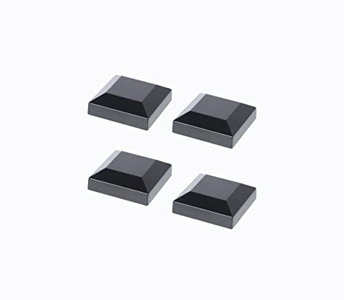 Four glossy black BORDERSMOVER aluminium caps for true 2.5-inch square posts