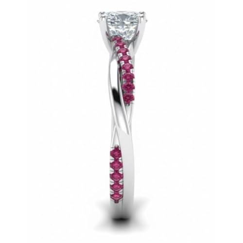 Image of 55Carat Choose Your Gemstone 925 Sterling Silver Infinity Twist Ring Crystal Heart Shape Side Stone Wedding Valentine Wear Promise Ring with Pave Setting for Women Size US 4 to 12