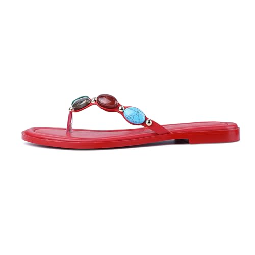 Image of DREAMSTORY Womens Beaded Flip Flops Beach Jeweled Thong Sandals