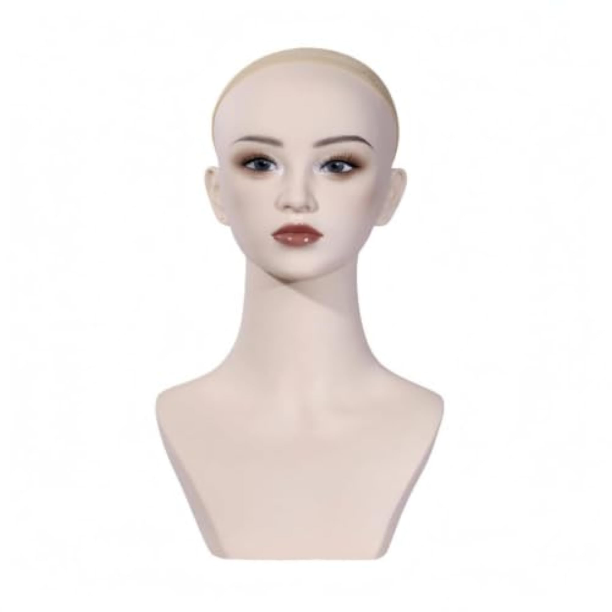 Long Neck Mannequin Head Bust for Display, Flesh-Toned