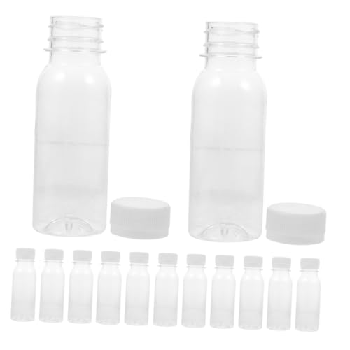 EXAOMBLE 20個 透明飲料瓶 軽量素材 漏れ防止キャップ付き 多用途ミルクジュース保存容器 自家製飲料向け携帯用密閉ボトル
