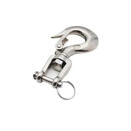 Crochet de levage pivotant autobloquant inox 304 pour câble de treuil ou chaîne