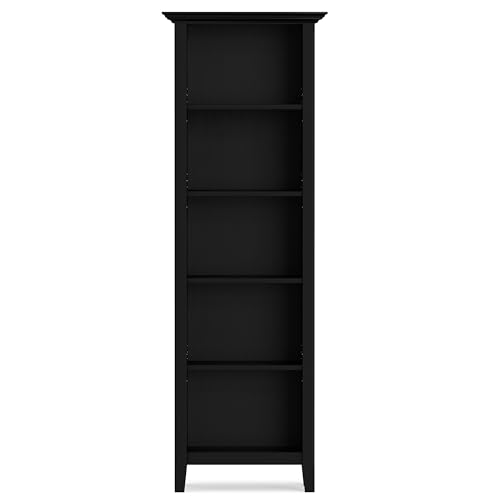 Image of SIMPLIHOME Amherst TV Stand and Bookcase in Black (Set of 3)