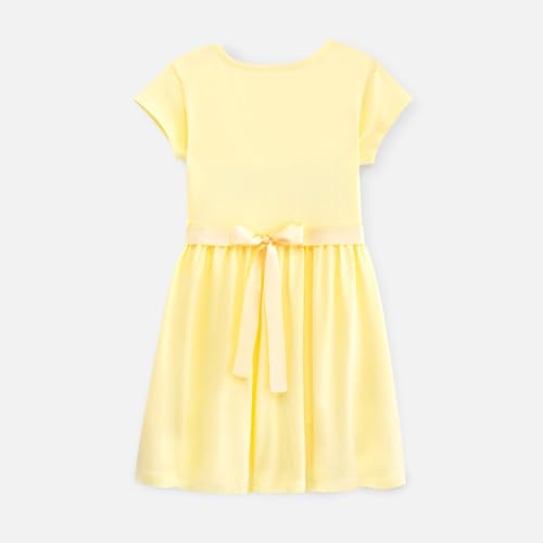 Image of Nap Chief Girls Printed Round Neck Fit & Flare Dress | Cotton Knee Length Half Sleeve Girls Summer Dress for Casual Wear