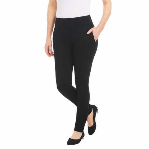 Ladies Black Lightweight Pull-On Pant Built-in Tummy Control Panel New Size XX-Large 1618818