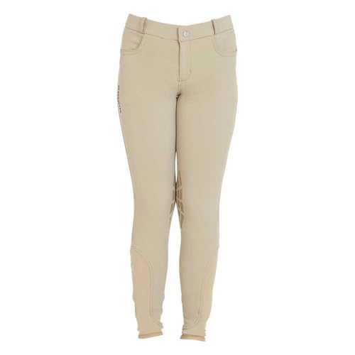 Equestro Pantalones de tela técnica para niño/niña con agarre de 8 años, color beige