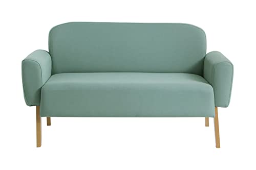 Sofá 2 Lugares para Sala de Estar Verde 1,50 m Agnes Oppa Design - Natural e Tecido Verde