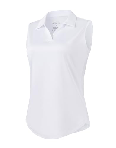 G Gradual Sleeveless Golf Shirts for Women Collared V Neck Tennis Tank Top Cooling Polo UPF 50+ Quick Dry Lightweight