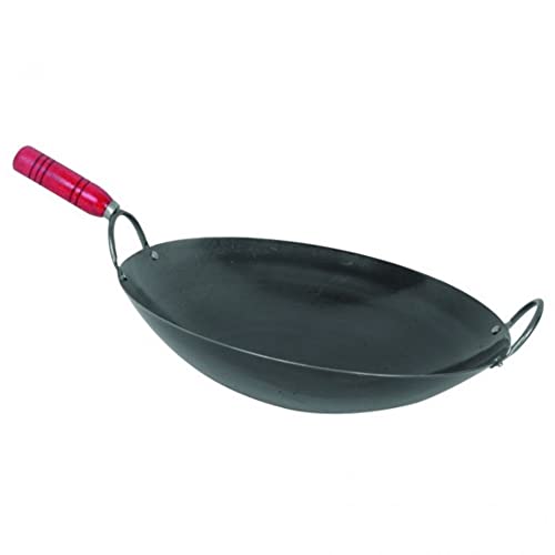 Wok de hierro de 14 pulgadas con mango de madera miniatura 1