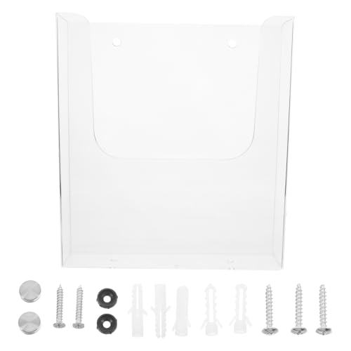 HIAKDOFT アクリル製壁掛けパンフレットホルダー 多段収納可能 大容量クリアディスプレイスタンド 簡単取付け 文書整理用棚 店舗 オフィス用