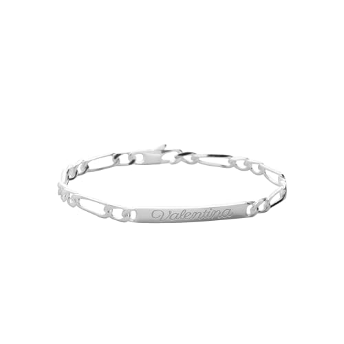 Tata Gisèle Gourmette en Argent Maille Figaro 1-2 - 4 mm - Gravure Incluse - 18 cm - Ecrin Offert
