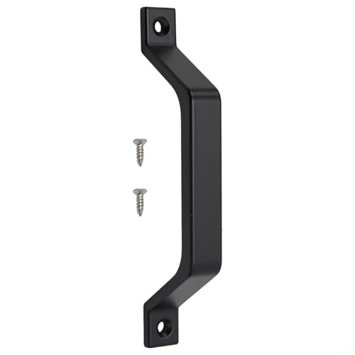 Tirador de aleación de aluminio para puertas correderas y de garaje, con construcción y bordes lisos para un fácil manejo (negro sin base)