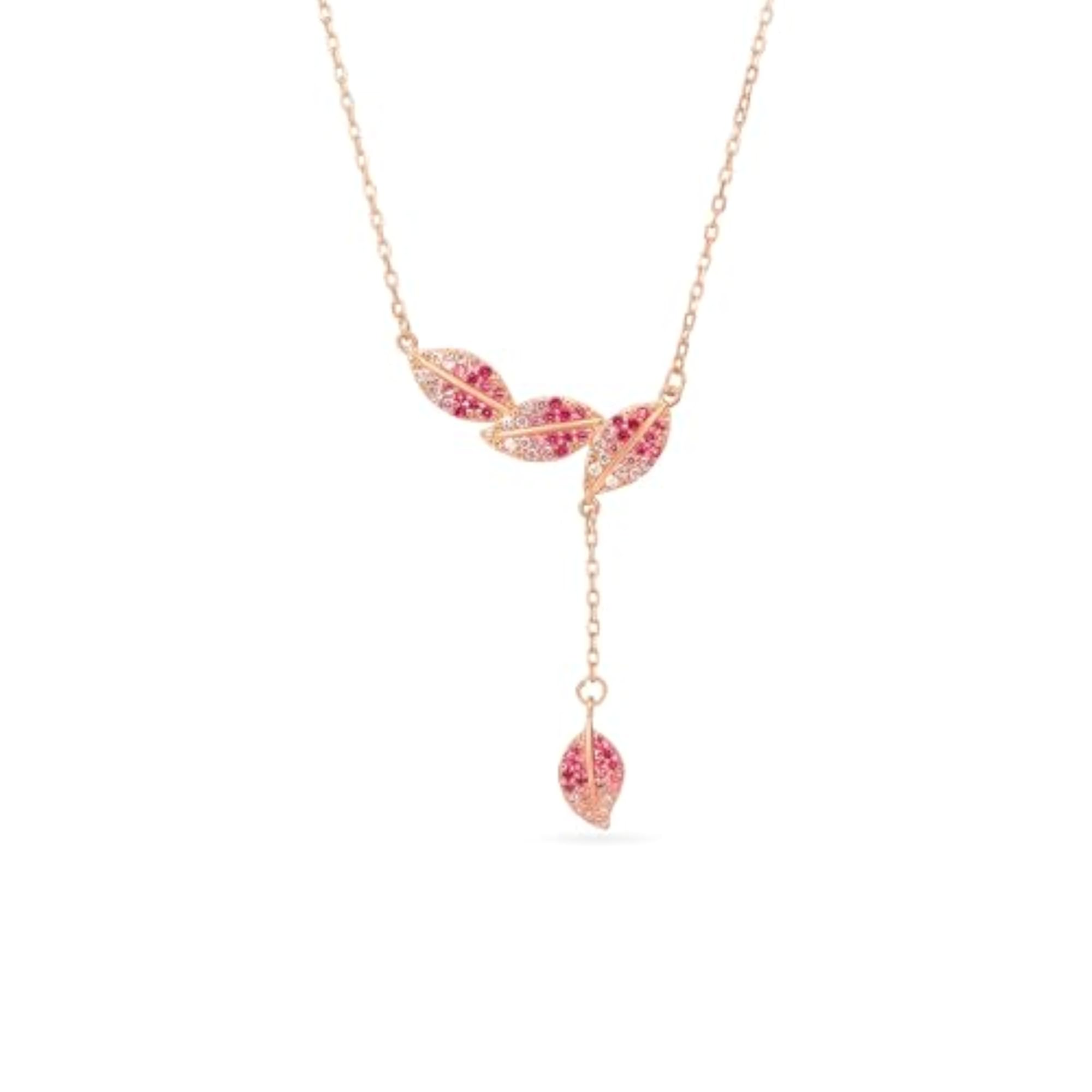 Women's 925 Silver Blush Leaf Ombre Drop Pendant Necklace