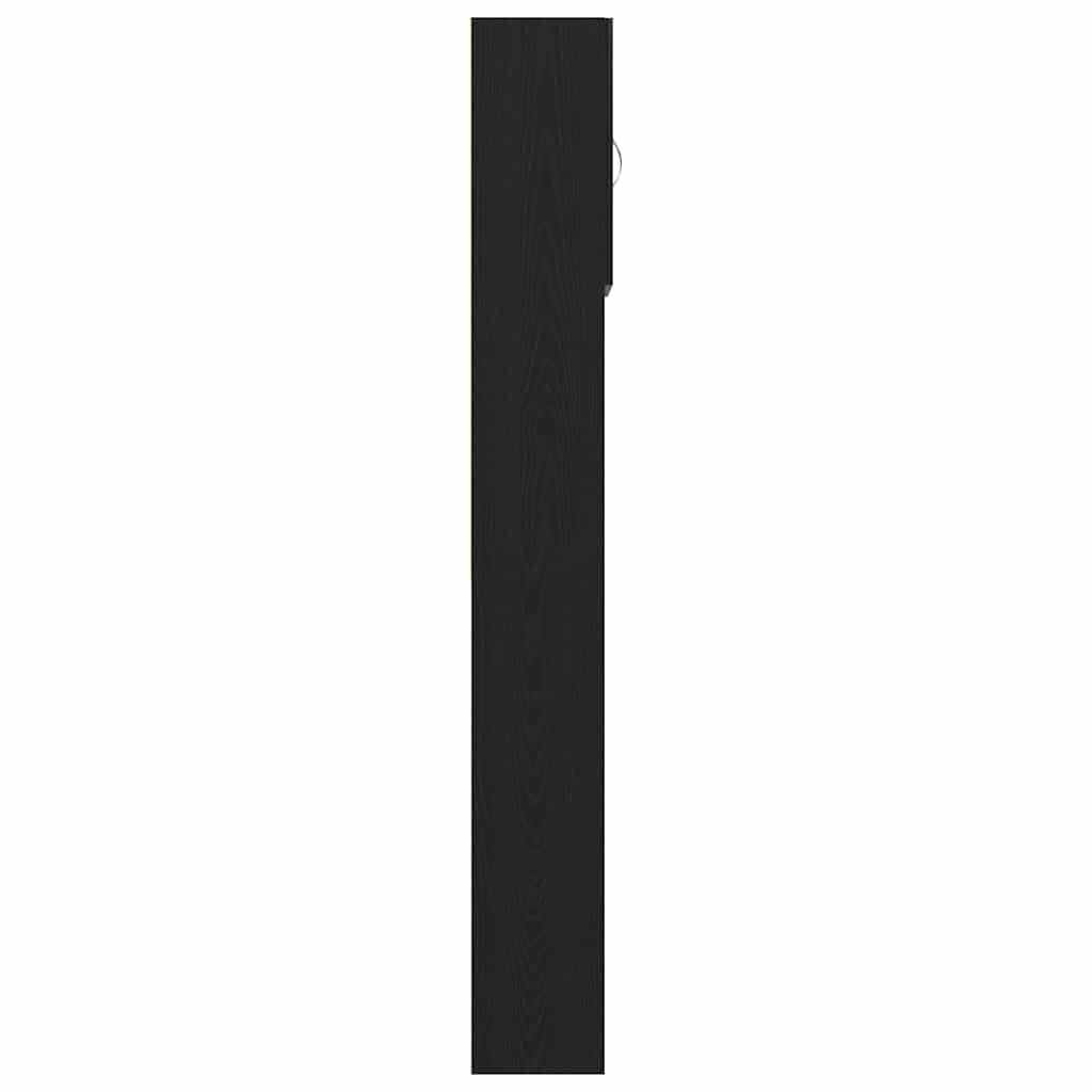 Armario para lavadora de madera de roble negro, 64 x 24 x 190 cm, con 2 puertas y 2 compartimentos abiertos, compartimento para lavadora de 88,5 cm