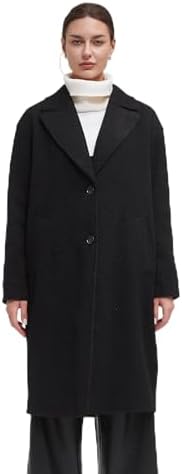 IKAZZ Women's Warm Trench Coat, Long Winter Fall Classic Notch Lapel Single-Breasted Peacoat Casual Overcoat