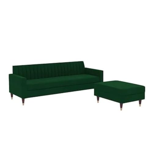 Image of 4 Seater Sofa Set with Two Cushions Perfect for Home Office Guests Living Room (Green, 4 Seater)