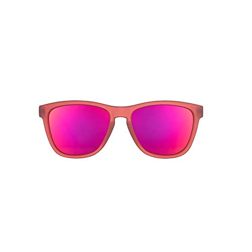 goodr Phoenix At A Bloody Mary Bar Polarized Sunglasses for Men & Women, Medium Sized (OG), Dark Red Translucent Frames with Rose Mirrored Reflective Lens, UV400 Protection, No Slip, No Bounce