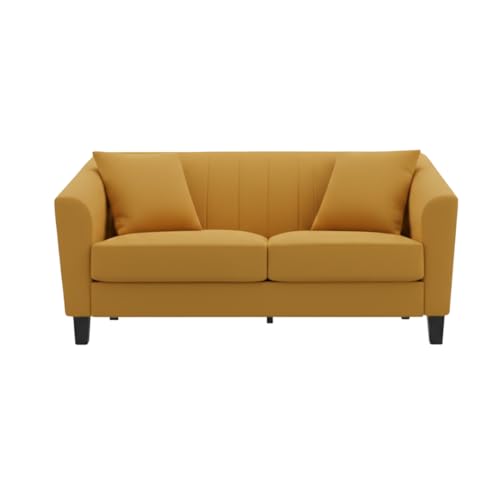 Image of Avion Natalia 2 Seater Sofa Set for Living Room Yellow | Modern 2 Person Sofas Furniture | Fabric Sofa Set 2 Seater Couch for Guests Room Festival Gifts