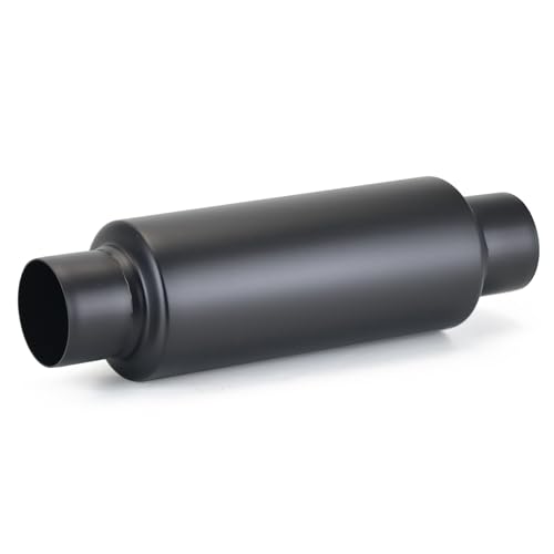 Image of A-KARCK 2.5 inch Inlet Exhaust Resonator, 2.5 inch Inlet 2.5 inch Outlet 13.8 inch Overall Length Muffler Resonator Stainless Steel,Polished (Black)