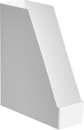 Image of Amazon Basics Rectangular Plastic Desk Organizer, Magazine Rack, White, 2-Pack