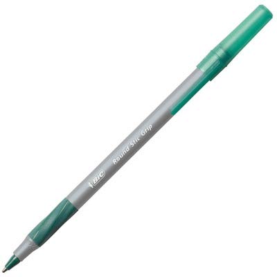 Image of BIC Round Stic Grip Xtra Comfort Ballpoint Pen, Medium Point (1.2mm), Black and Blue, 36-Count