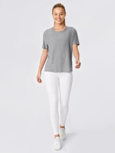 Image of ODODOS Women's Performance Cropped Tee Ultra Soft odSTRATUM Tech Short Sleeve Relaxed Top Crew Neck T-Shirts