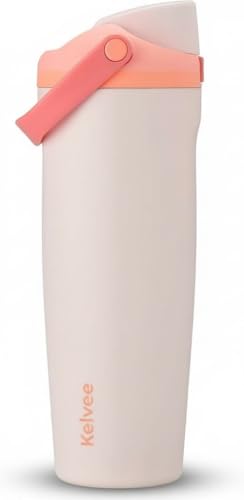 Image of KELVEE FreeSip Sway 900ml Insulated Stainless Steel Water Tumbler with Two-Way Spout & Straw, Bucket Handle, Leak-Proof BPA-Free Sports & Travel Sipper for School, Gym & Outdoor (Sparkling Sherbet)