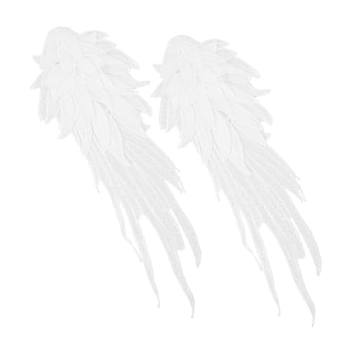Veemoon Elegant White Wing Embroidery Appliques for Clothing Sewing Decorative Angel Wing Patches for DIY Garments Sweaters Cushions and Party Wear Easy to Sew Multi Lace Ornament
