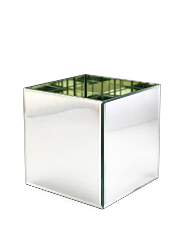 Serene Spaces Living Gatsby Beveled Mirror Vase, Clear Square Glass Mirror Vases for Wedding Decor and Events, Perfect for Restaurants, Spas and Home Decor Space, Measures 5