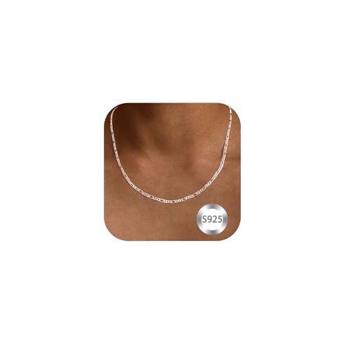 Surart 925 Sterling Silver Chain Necklace for Women 16-24 Inch Silver Jewelry Gift (Figaro Chain...