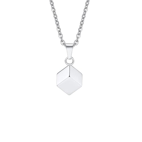 Colliers simples cube 3D pour hommes garçons pendentif carré