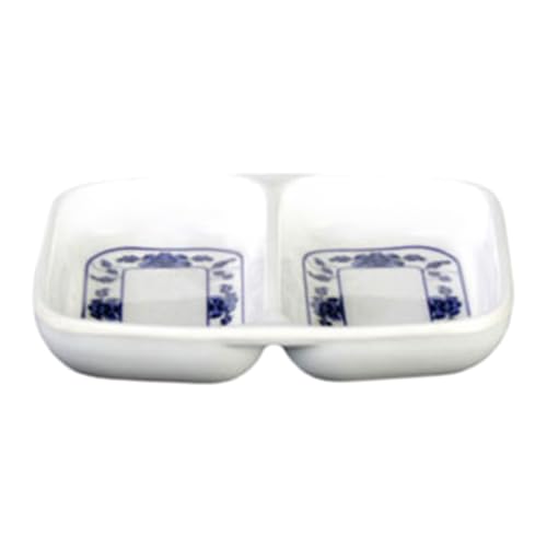 FSE 1102TB Twin Sauce Dish, 2 oz., 3-3/8" x 2-3/4", 2-Wells, Break-Resistant, Dishwasher Safe, BPA Free, Melamine, Lotus, NSF, Pack of 12