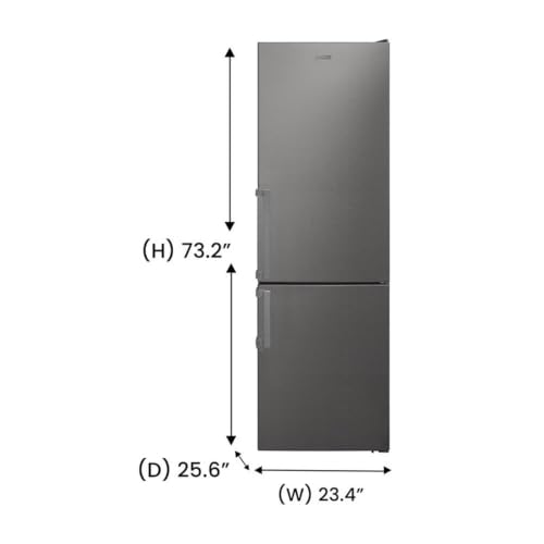 Image of Pemberly Row 12 cu. ft No Frost Bottom Freezer Refrigerator, Garage Ready, LED Lighting, Energy Efficient Design, Adjustable Glass Shelves, Dual Temperature Control, Compact Modern Style, White Finish