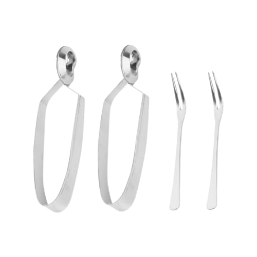 DECOMELODY 4 pièces Pince à Escargots Inox Set Fourchette et Pince Brûlure Ustensiles Table Maison pour Fruits de Mer Barbecue et Dîner Coquillages