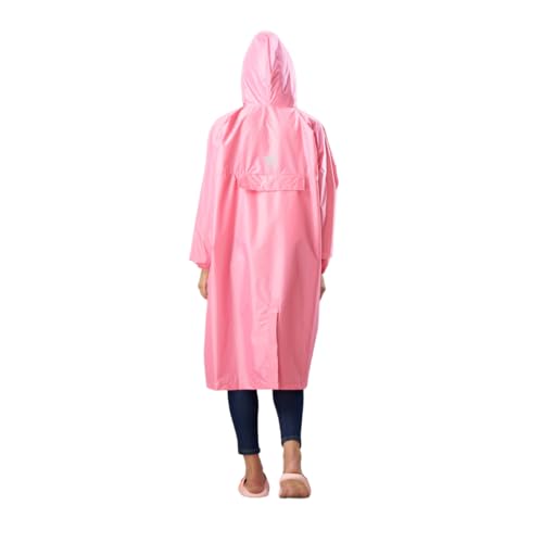 Image of ZEEL Unisex Outdoor Rain Poncho for Adult, Waterproof, Lightweight & Packable, Polyester Pullover Full Sleeves Hooded Rainwear, Raincoat for Camping, Hiking, Travelling (AZ33, Free Size, Pink)