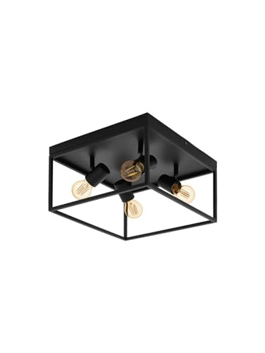 Plafonnier moderne noir 4 lumières GL0555 pour salon chambre couloir salle à manger