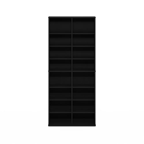 Image of Furinno Jaya DVD Shelf, 16-Shelf Wide CD Rack, Media Shelf with Adjustable Shelves, 8 x 2 DVD Storage Cabinets for CD Bluray Game Disc, Easy Assembly, for Living Room, Home Office, Americano