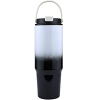 Disoza Thermobecher 40oz Edelstahl - Trinkbecher Mit Strohhalm & Henkel 1,2L