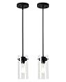 EAPUDUN Pendant Lights (2 Packs), Hanging Lights Fixtures, Clear Glass Shade Kitchen Lighting, Matte Black Farmhouse Kitchen Dining Table Ceiling Lights -PDA1353-B-MBK